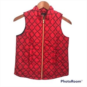 J KHAKI / Red & Black Trellis Print Puffer Vest size Youth XL